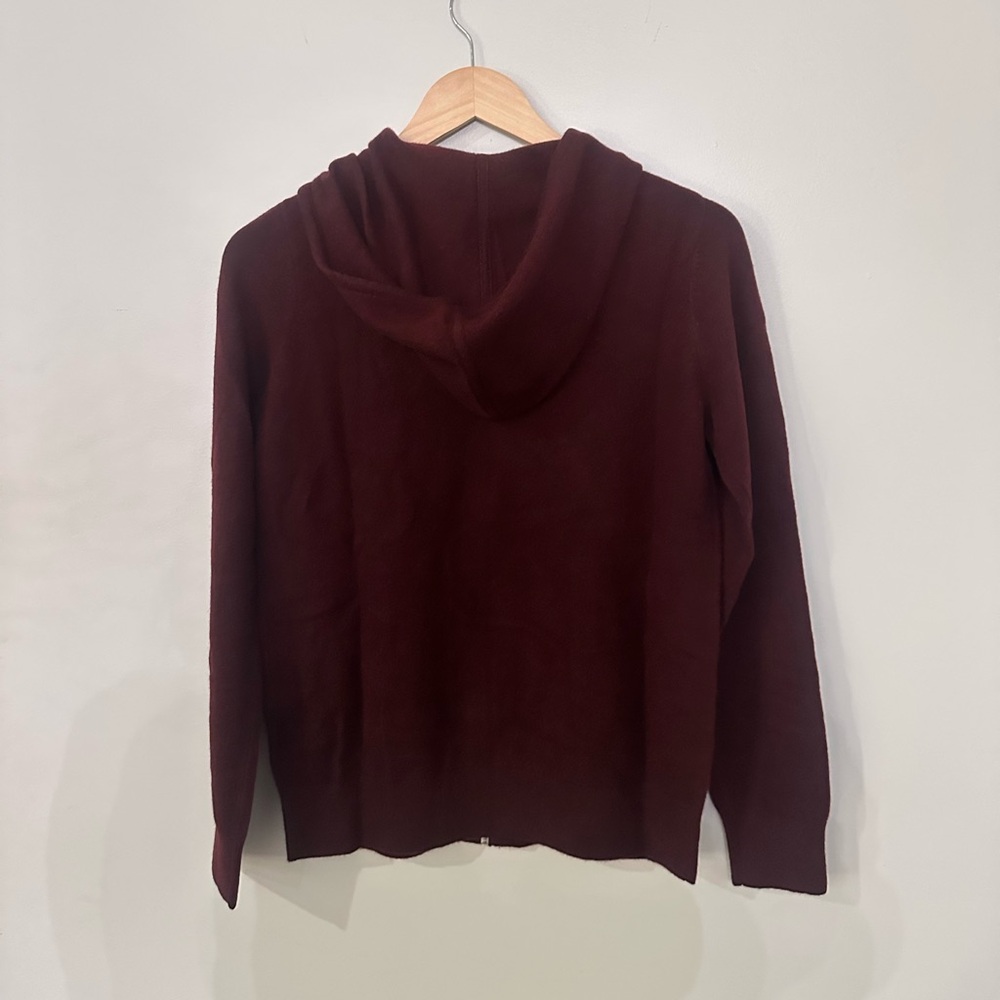 QUINCE Mongolian Cashmere Full-Zip Hoodie Rich Burgundy - Picture 8 of 10